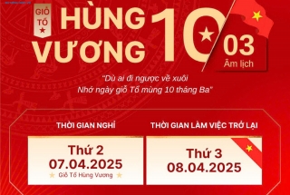 Lịch nghỉ lễ Giỗ Tổ Hùng Vương